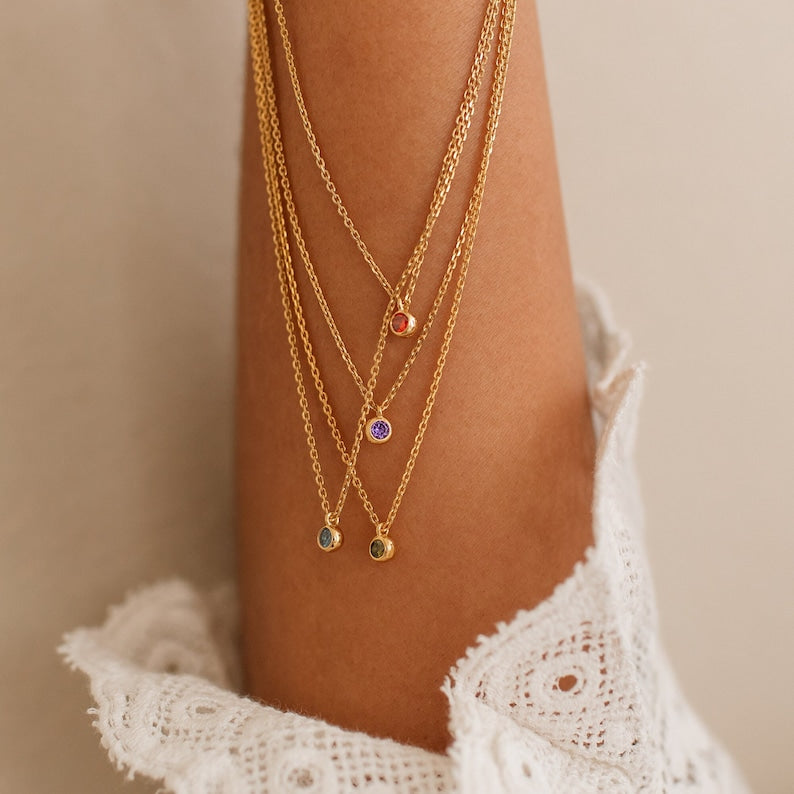 Minimal Birth Stone Necklace